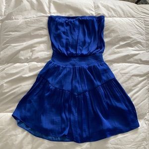 Naked zebra size small strapless smocked waist dress Royal Blue